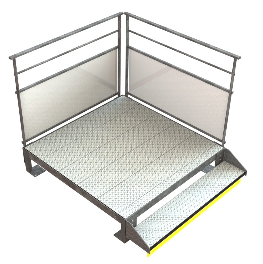 Rendu 3D Escalier PMR 1 marche 2 GC
